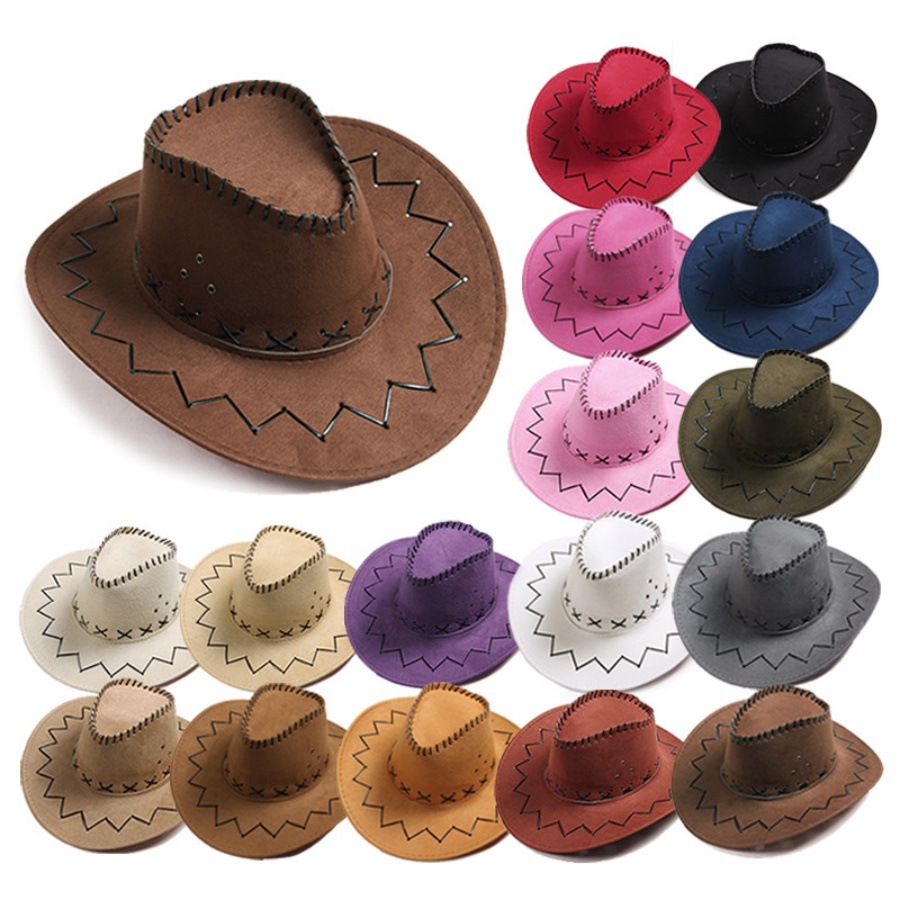 Western Cowboy Hats for Men and Women, Spring and Summer Outdoor Travel Photography Sunshade Knight Hats, Xizang Wide-Brimmed Jazz Hats