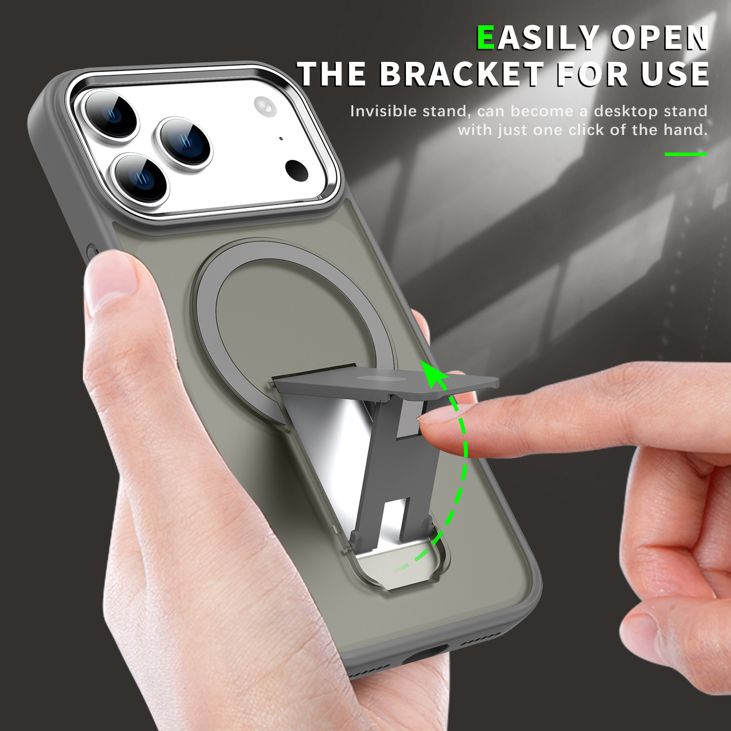 Funda Magnética con Soporte para iPhone 17 y 18 Pro Max de PC, Antigolpes y Acabado Mate image 3