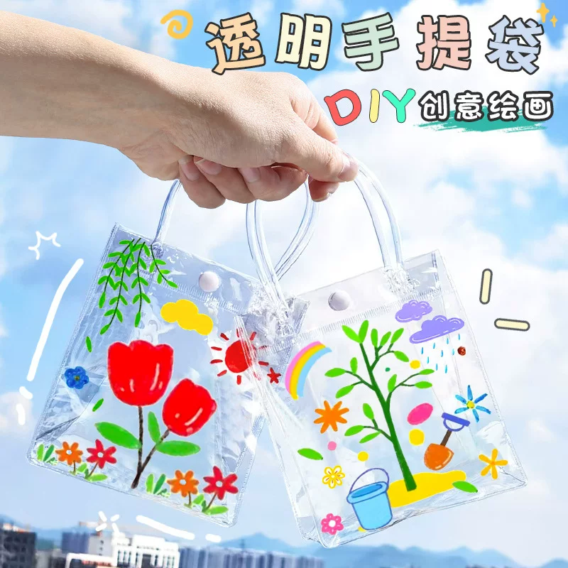 Linen bag, materials set for kindergarten, handmade, graffiti, hand painting, Birthday gift