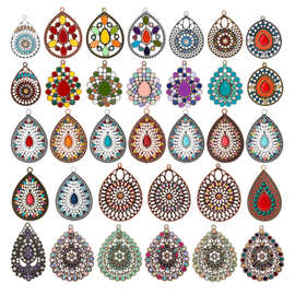 diy多彩云南民族风水滴形耳环女波西米亚旅游佩戴热卖耳饰品配件