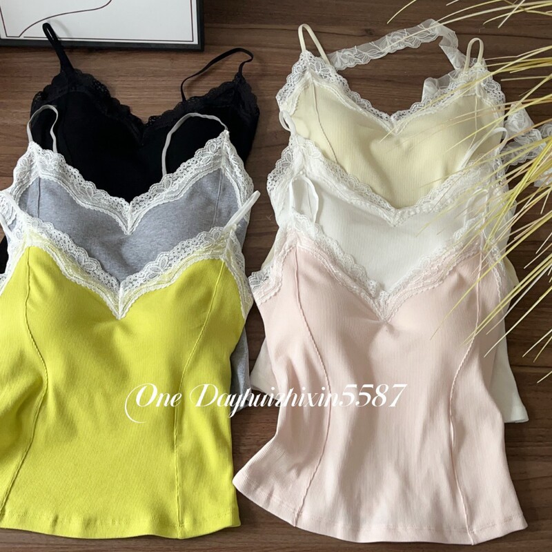 Hui Zhixin 5587 # Fishbone Waist-Cinching Cut-Out Design Camisole with Pure Lace V-Neck, Slimming Effect, and Latex Cups for Women.