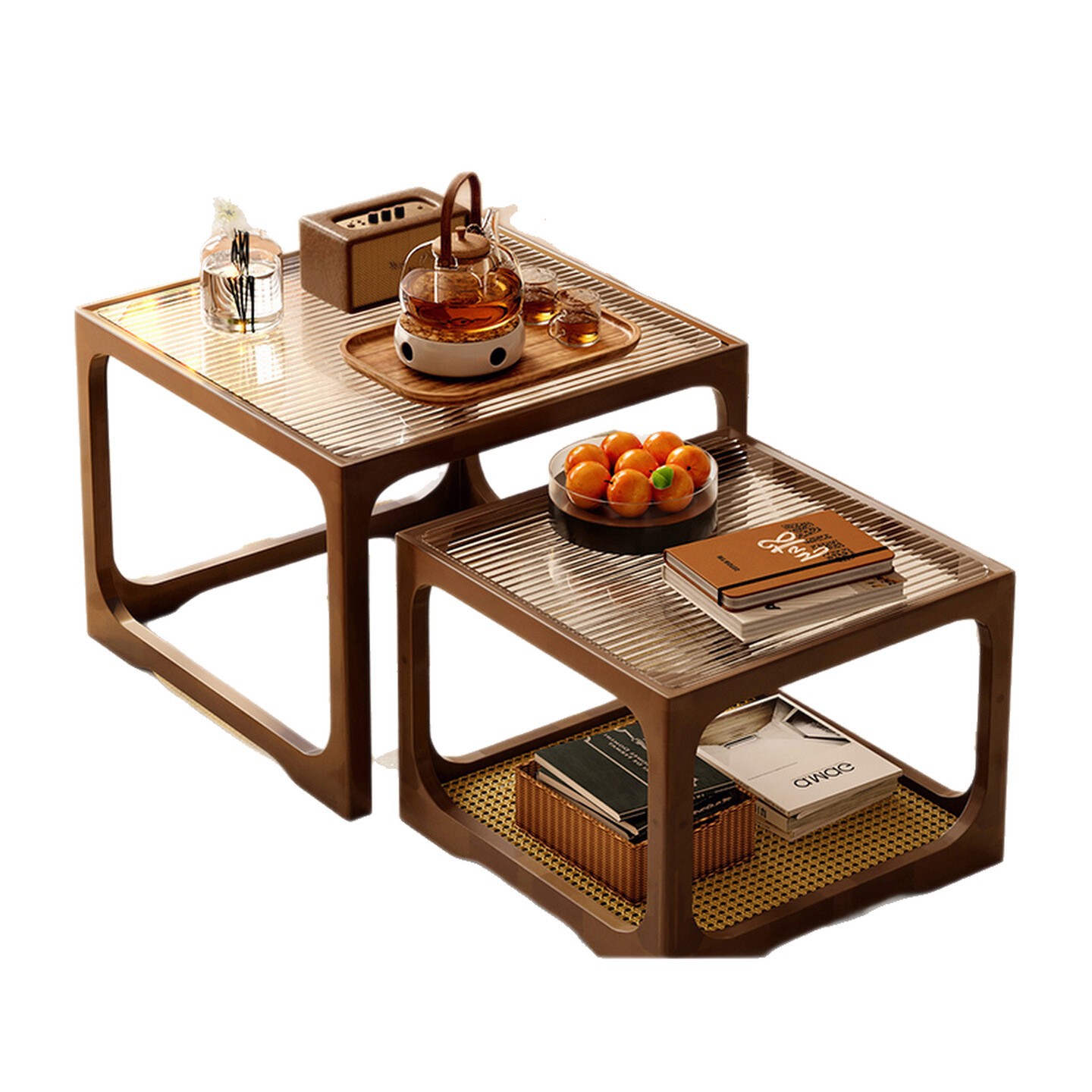 Mesa de té personalizada mesa de té de madera maciza mesa de vidrio sala de estar estante multifuncional desmontable escritorio de escritorio doméstico