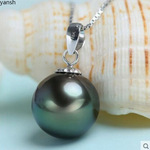 正宗10/12/14/16mm六款颜色天然珍珠吊坠贝珠白金黑粉紫孔雀绿送