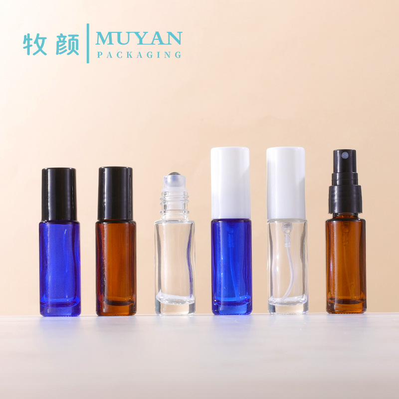 4ml茶色滚珠瓶蓝色避光精油瓶香水分装瓶玻璃香水瓶透明喷雾瓶