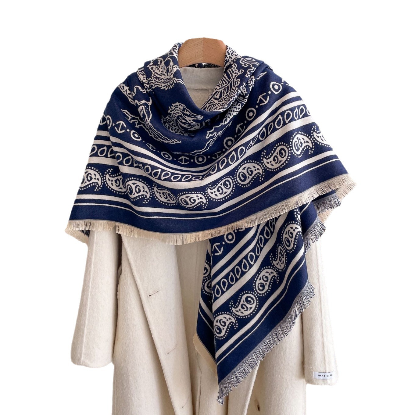 2024 flores de anacaju vintage nuevo tipo imitación de chal de cachemira aire exterior con una capa de invierno otoño calentamiento moda toallas grandes