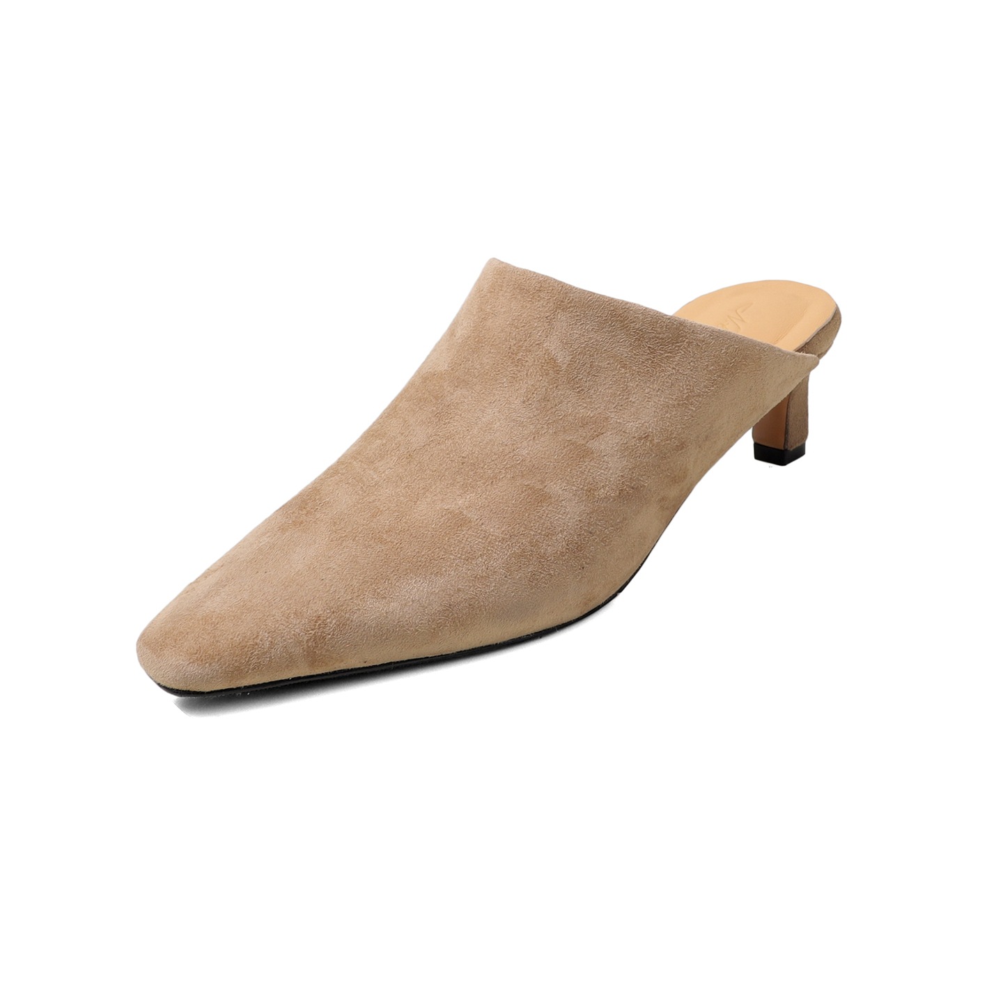 Giày mule nữ da cừu mũi vuông gót 4,5 cm, phong cách Hàn Quốc, dép nửa kéo tiện lợi — màu nâu