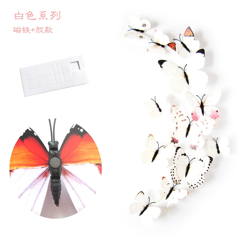 Three dimensional decorations on wall with butterfly, cloth, fridge magnet, set for living room, in 3d format, 12 items