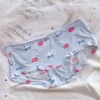 Japanese girl low -waist ice silk printed flowers without trace panties, lady, little green flower ice silk printed underwear