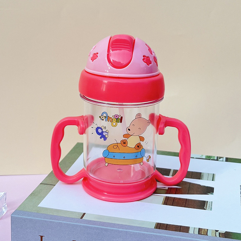 Taza de leche para niños Bouncing niños taza de bebé taza de agua portátil lindo dibujo animado bebé paja de leche