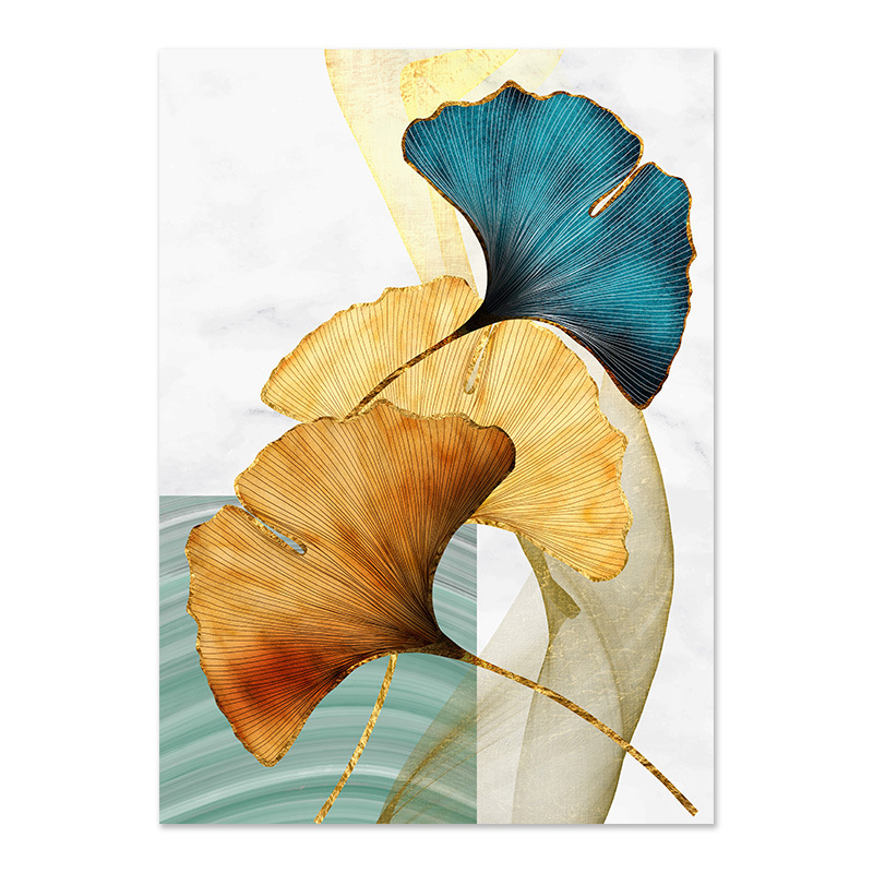 Amazon portal abstracto cuelga pintura pulverización lienzo ginkgo núcleo de pintura de decoración de sala de estar nórdica pintura mural sin marco
