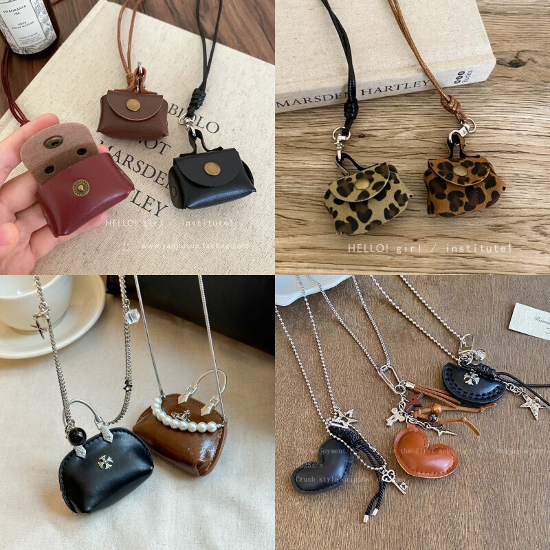 Korean Blogger's Same Niche Design Leather Coin Purse Halter Necklace Long Sweater Chain Accessories for Women