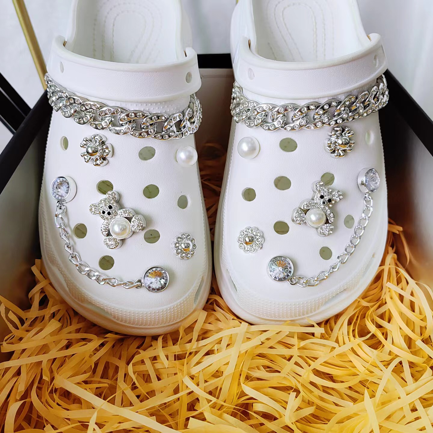 30g Weight Slippers Suitable For Shoe Type Shoe Buckle Shoe Accessories Type 1 Set Quantity Daily Occasion PP Material Bear, Flower Pattern Winter, Summer, Spring Season Women's Gender Bear Flower Shoe Accessories PP Slippers Winter Summer Spring Shoe Buckle 5