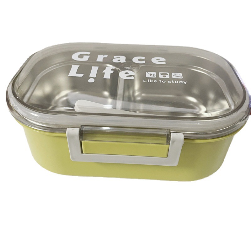 Caja de almuerzo aislada compartimiento al por mayor caja de almuerzo de acero inoxidable caja de almuerzo de estudiante de escuela primaria caja de almuerzo separada de plástico lindo para el trabajo