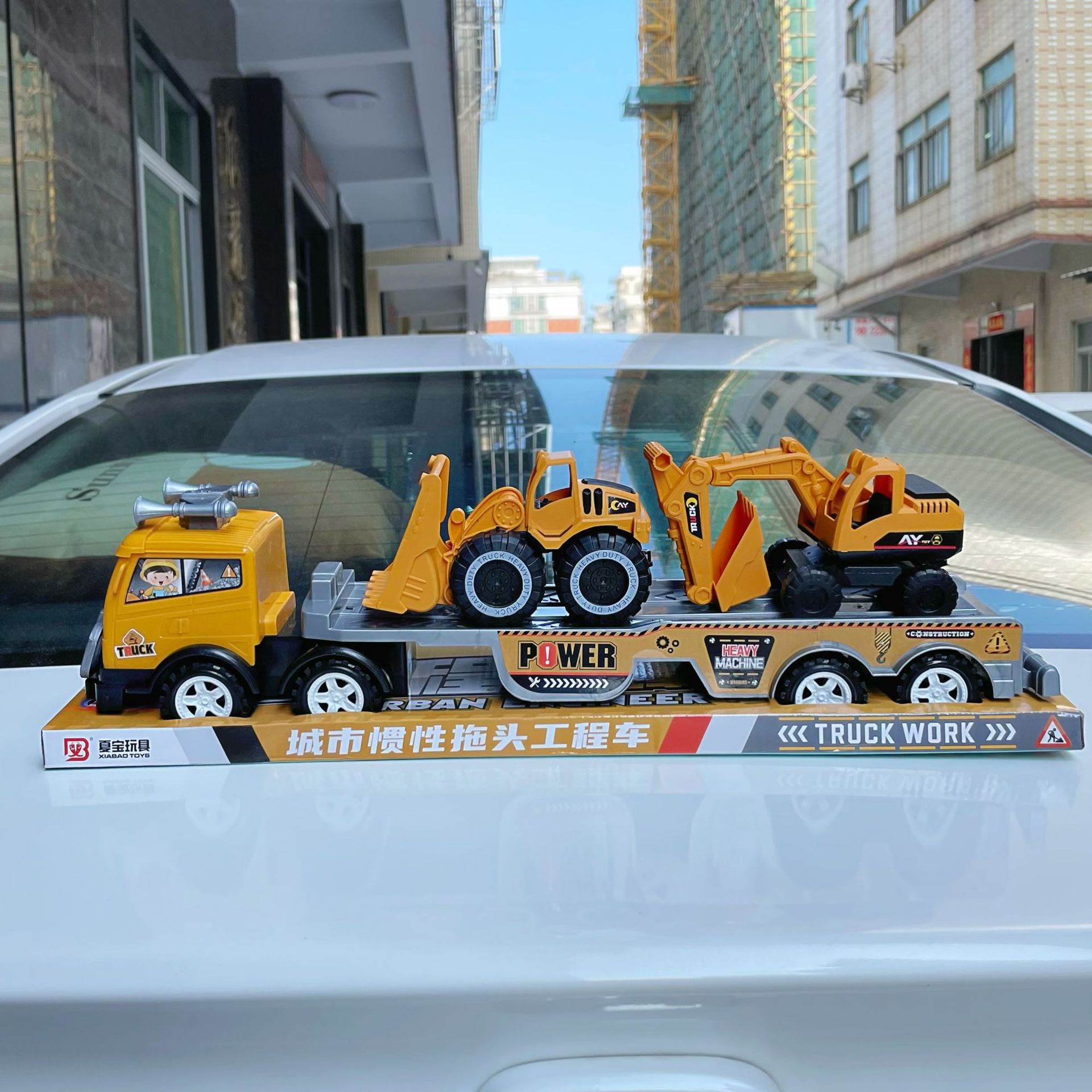 Juguete para niños ciudad gran inercia remolque ingeniería vehículo pionero excavadora mezclador niño coche traje