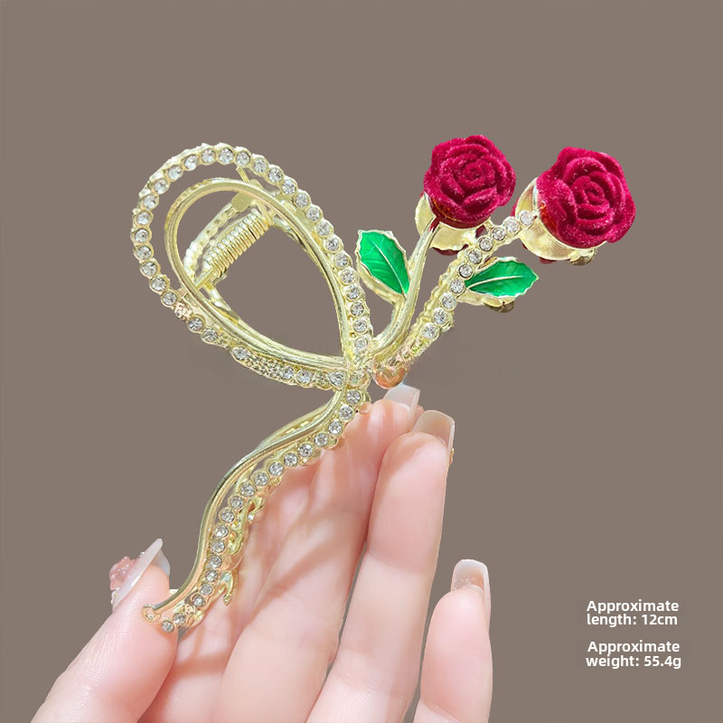 Temperamento Full Diamond Metal Shark Clip Hairpin Back Head Coil Hair Grab Clip Donna Primavera Estate Super Large Clip Copricapo Hair Grab_voghion.com