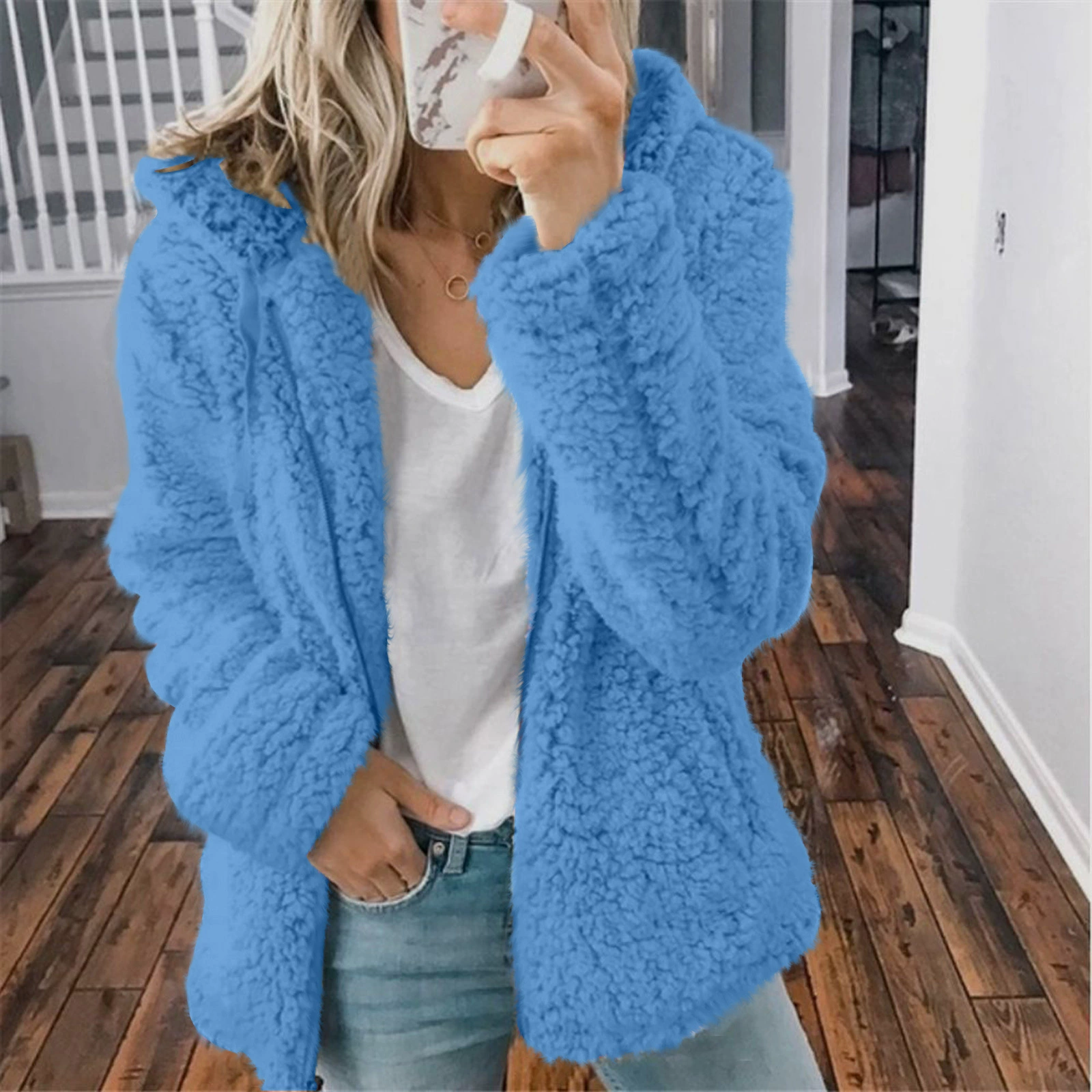 Woolen velvet demi-season jacket with hood, 2023, Amazon, European style, (Cross-border trading), city style