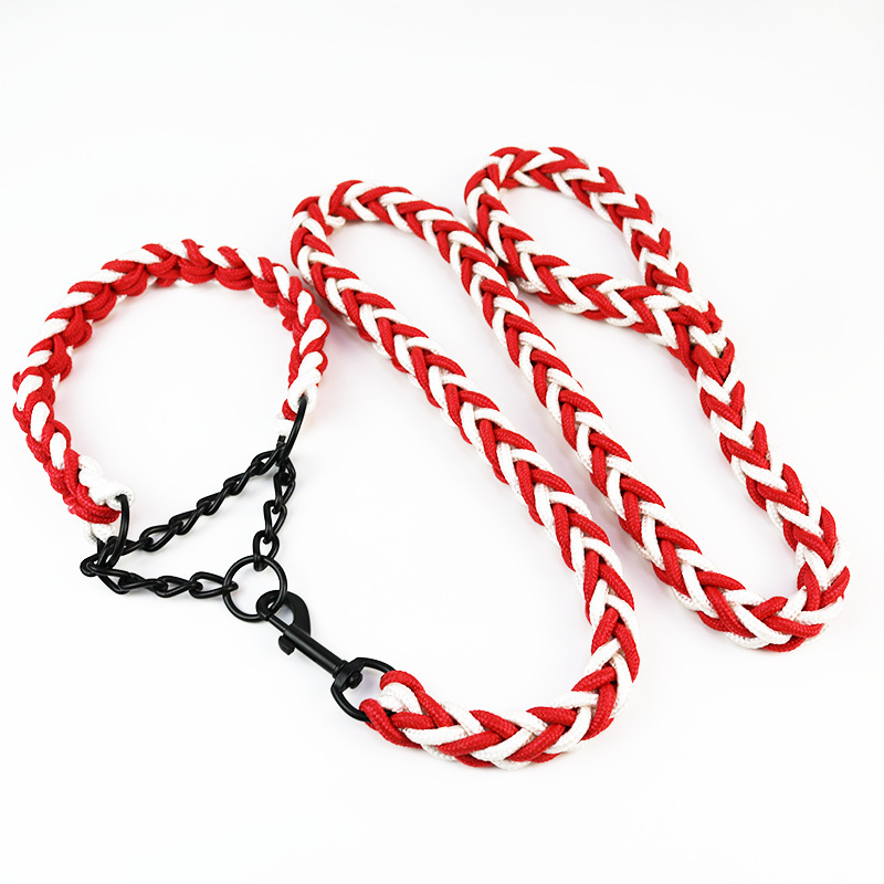 Correa para perro grande tejida a mano de 8 hebras de nylon, tipo cadena P – reflectante, para pasear.