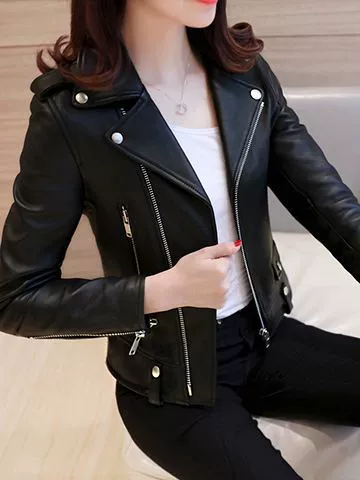 Short polyurethane autumn jacket, plus size, Korean style