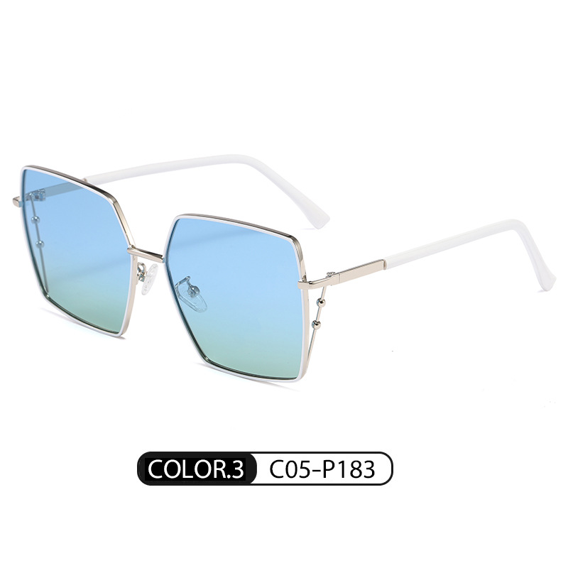 Nueva moda gafas de sol metal cara redonda marco grande gafas de sol LS324 Internet celebridad transmisión en vivo polígono polarizado gafas