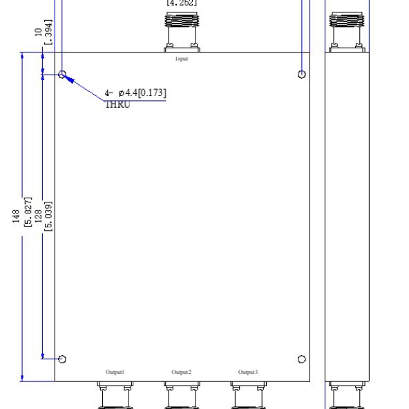 N头138-960M对讲机50W射频微带一分三功分功率分配合路器