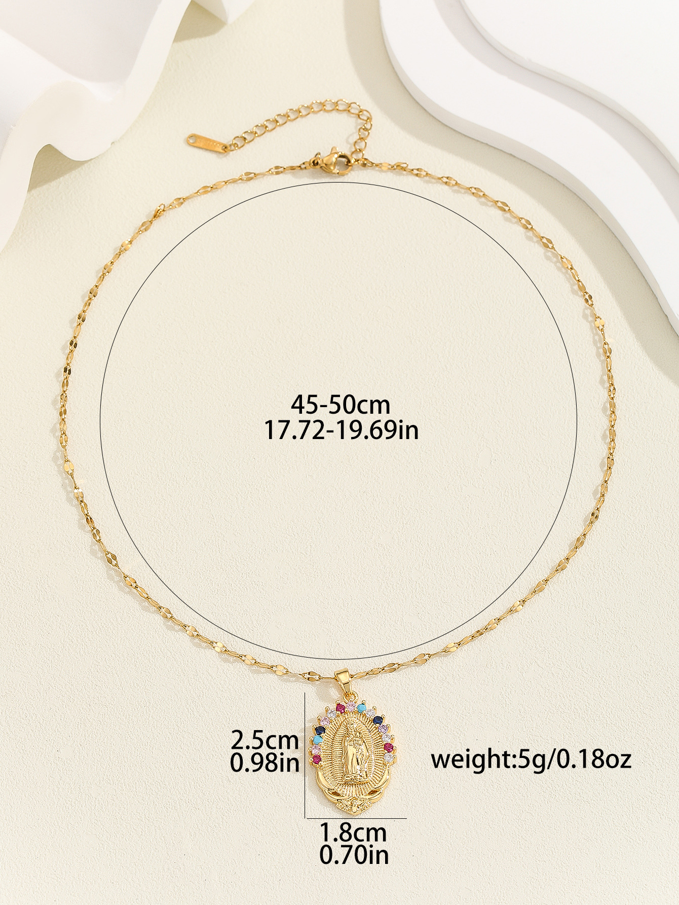 12g Weight Copper Pendant Material Zircon Inlay Material Pendant Necklace Classification Copper Chain Material 1 Piece Quantity Holiday, Daily Occasion Copper Material Human, Virgin Mary, Oval Pattern Women's Gender Inlay Design IG Style Style Copper Inlay Human Virgin Mary Oval Zircon Pendant Necklace 39