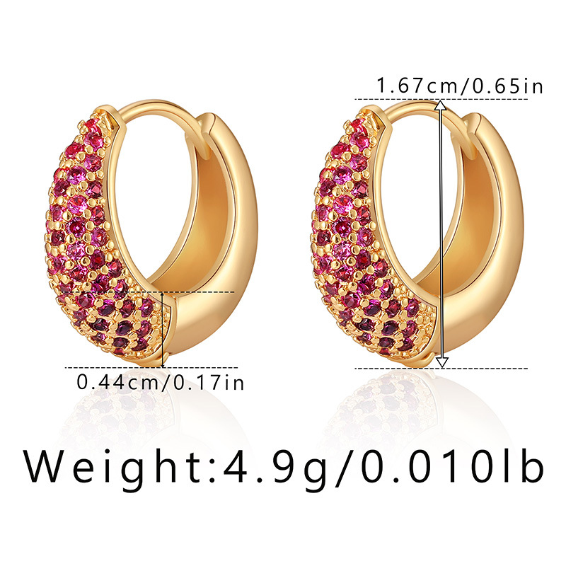 8g Weight 18K Gold Plated Plating Material 1 Pair Retro Lady U Shape Plating Inlay Brass Zircon 18k Gold Plated Earrings