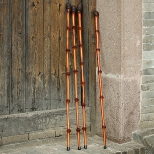Big Qiongqi Bamboo Root Crutch Mountaineering Self-defense Non-slip Elderly Men and Women Hiking Mountain Climbing with Eight Sticks and Playing with Bamboo Sticks