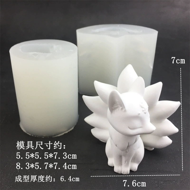 Set, silicone mold, aromatherapy, candle, 2 pieces, fox, handmade