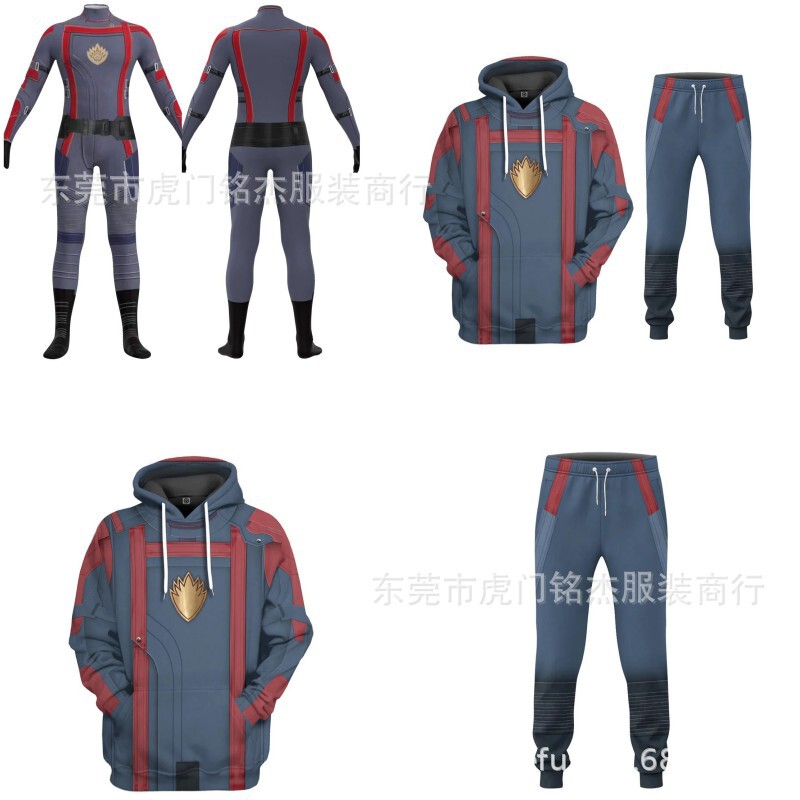 Marvel Super Heroes Galaxy Guardians Starlord Series cosplay Same Style 3D Printed Casual Shirt Set