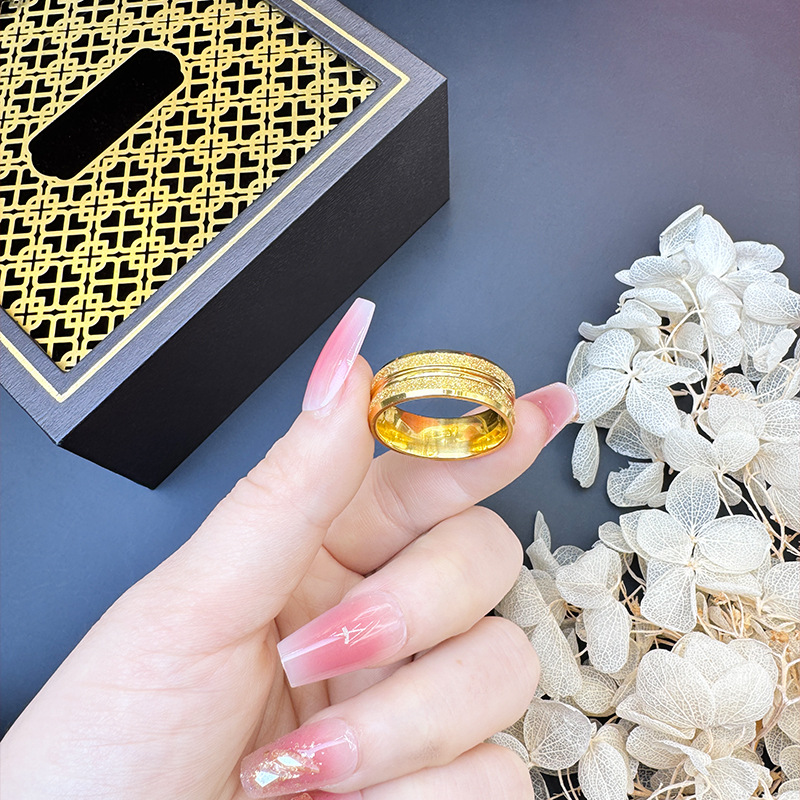 Vietnam arena oro doble biselado arena anillo estrellado estilo europeo y americano popular en línea rojo mismo estilo fábrica de joyas al por mayor