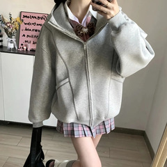 山东即墨卫衣外套女2025新款美式慵懒chic秋季宽松拉链小个子穿搭