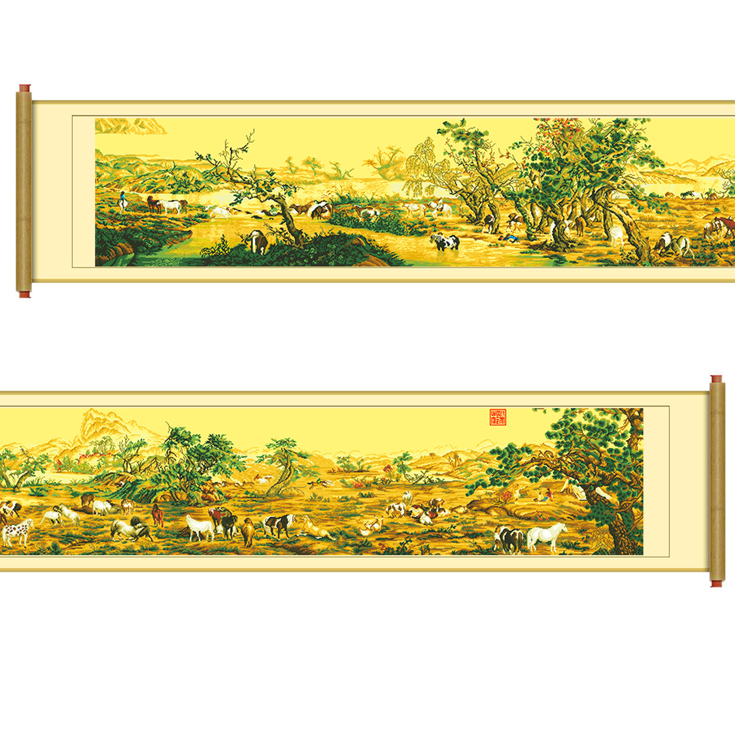 [Tela de seda antigua] Mona Lisa Royal punto cruz cien juntu rollo completo nuevo chino Bordado de hilo hecho a mano pintura decorativa image 6
