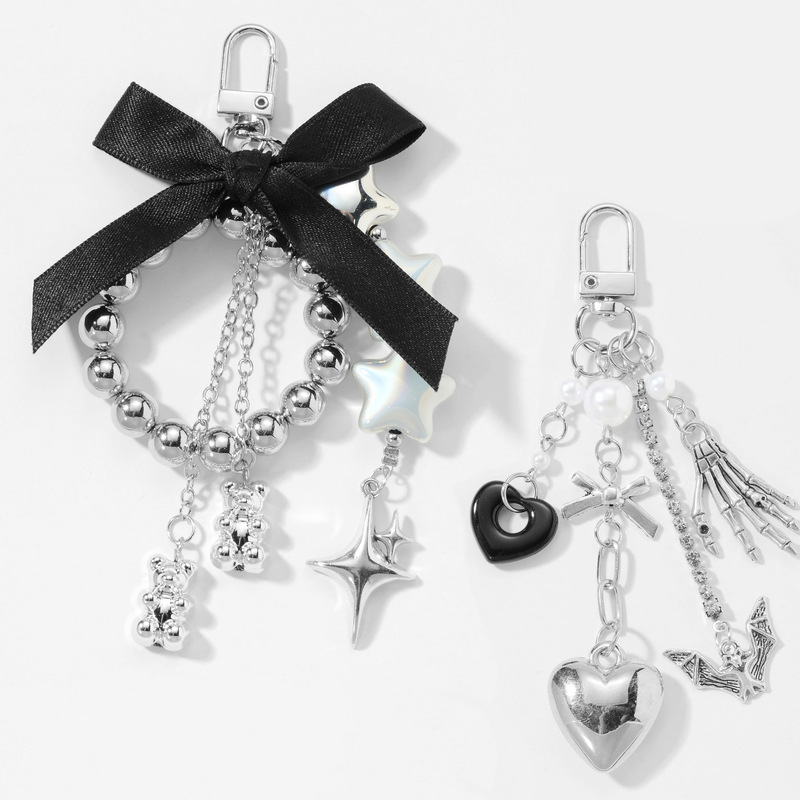 New Y2K Trendyy Stylish Fashionable Silver Ccb Beaded Bear Bat Bow DIY Keychain Bag Pendant New Y2K Trendyy Stylish Fashionable Silver Ccb Beaded Bear Bat Bow DIY Keychain Bag Pendant