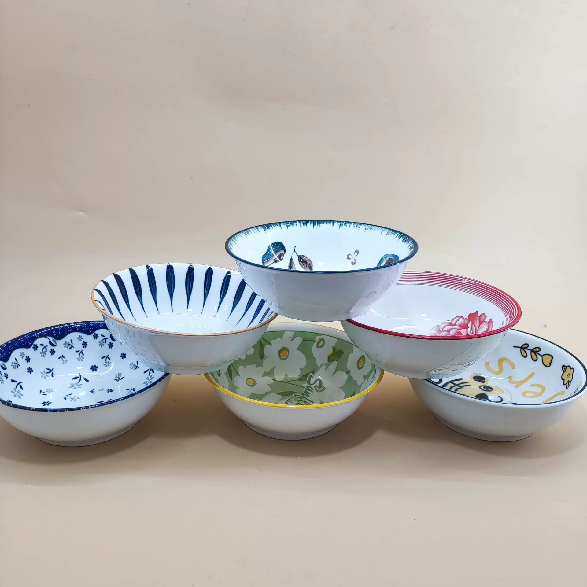 货源直供7英寸甄古碗 大肚早餐稀饭米饭碗 商超绑赠 个人广告礼品