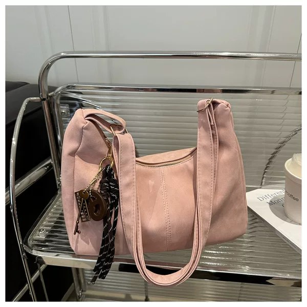2025 New Commuting Shoulder Crossbody Bag Tote Retro Texture Frosted Large Capacity Spring Versatile Bag