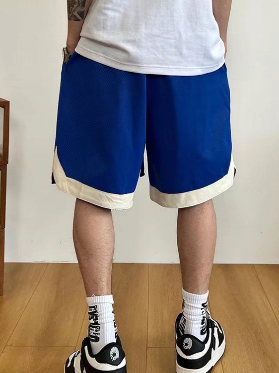 Nuevos pantalones cortos 2024 para hombre, marca de moda, color sólido, contraste simple, pantalones de chándal de cinco puntos rectos sueltos casuales
