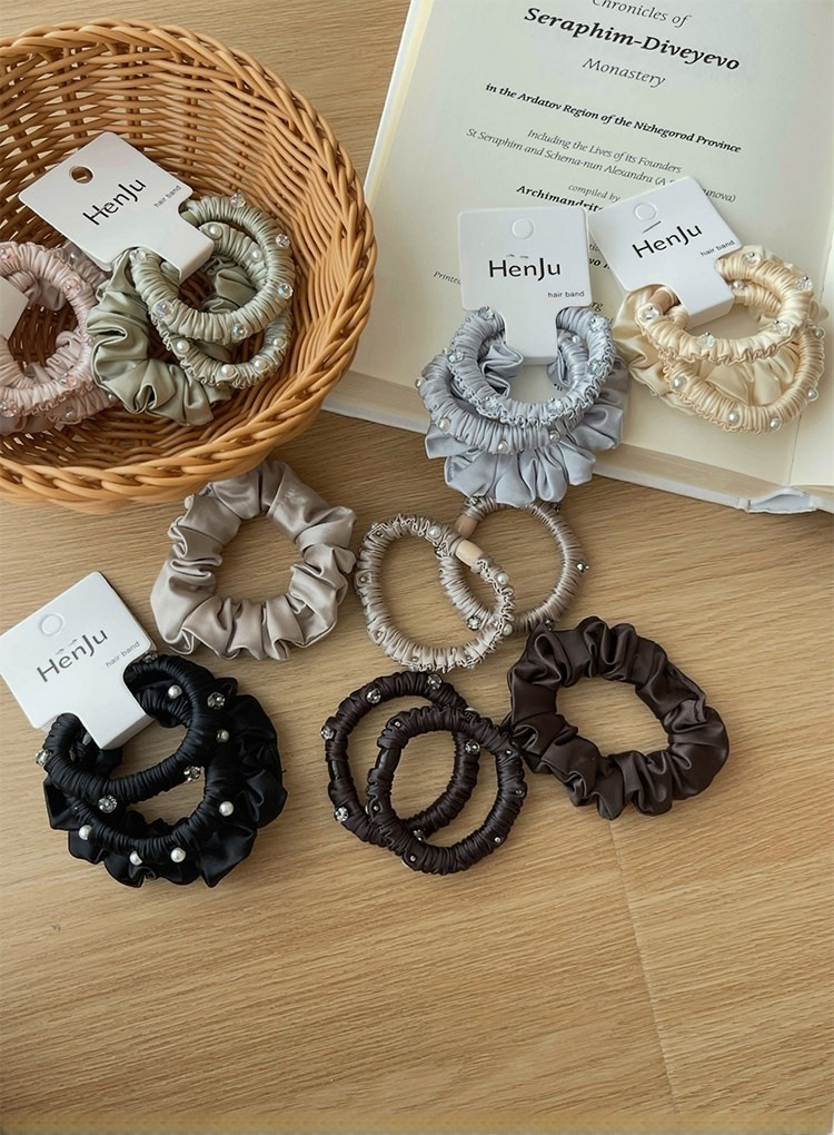 3-Pack~ Satin Pleated Hair Tie Elastic Band for Women, High Elasticity Hair Rope, Basic Low Ponytail Hair Accessory