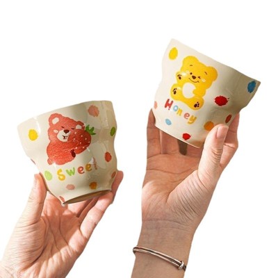 高颜值耐高温葫芦杯波点熊家用早餐杯手握陶瓷可爱创意马克杯送礼