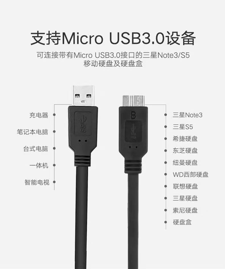 USB3.0数据线 AM-Micro BM转接线 3.0移动硬盘盒线
