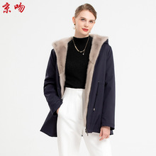 新款派克服女款水貂内胆可拆卸尼克服短款整貂皮毛一体貂皮外套冬