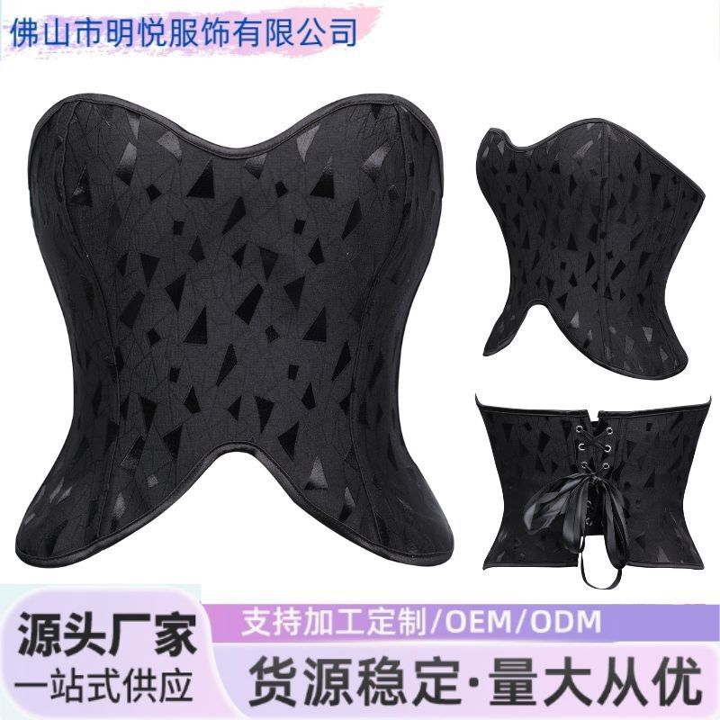 European and American New Retro Black Fishtail Contour Shaping Waist Shaping Fishbone Tube Top Manufacturer Supply