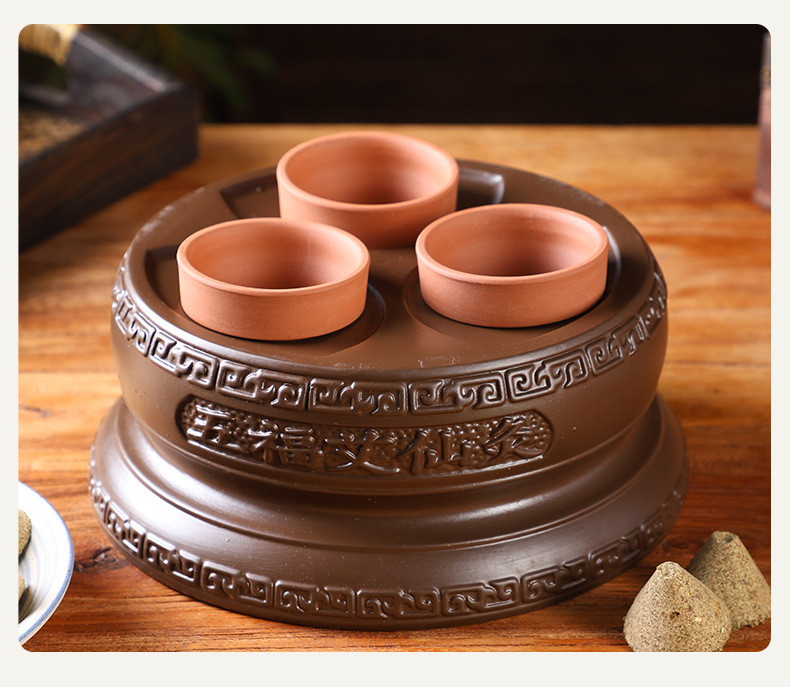 Wufu Moxa Burner Ceramic Navel Moxibustion Jar 2-3 Hole Hanging Moxa Device Home Beauty Use with 20 Stone-Ground Moxa Cones in use