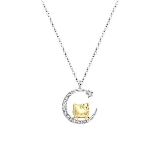 Cartoon Cute Sanrio HelloKitty Hello Kitty Light Luxury Niche Moon Necklace Women's Sweater Chain Gift