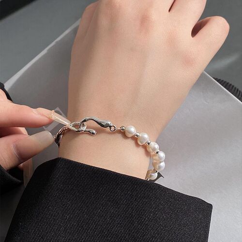 Baroque Abalone Freshwater Pearl Bracelet with Tree Branch Texture Pearl Clasp Korean Style Personality Fashion Influencer Jewelry