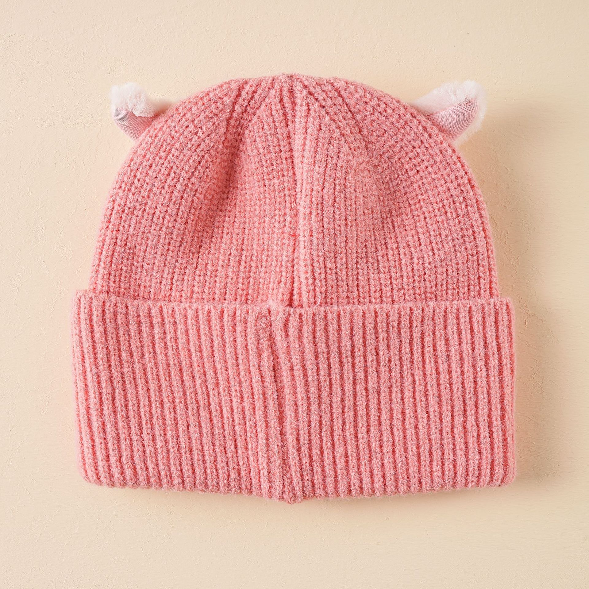 Otoño e Invierno dibujos animados niños de dibujos animados lindo Rosa invierno lana punto bebé caliente punto sombrero de lana