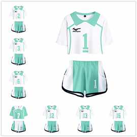 2023新品 C0S日漫排球少年高校系列周边3D数码彩印女款性感露脐装
