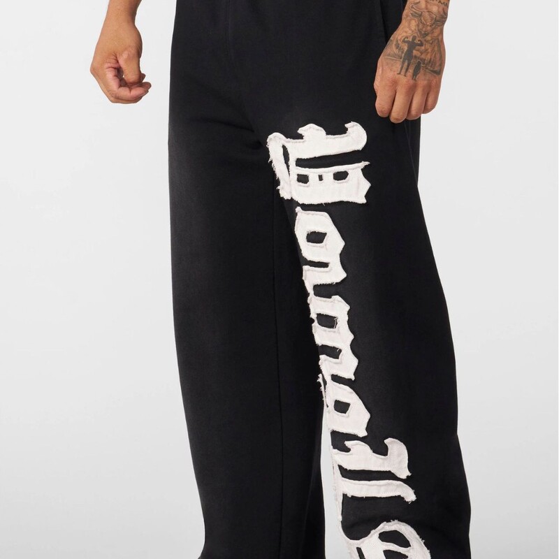 Cross-Border American Style Big Patch Sweats Wide-Leg Pants Letter Print Unisex Loose Trendy Sweatpants in Stock Wholesale