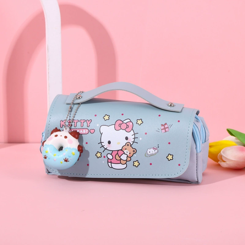 Sanrio, высококачественный вместительный двойной карманный пенал для школьников, антистресс