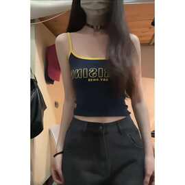 罗纹 夏季辣妹性感印花吊带背心上衣