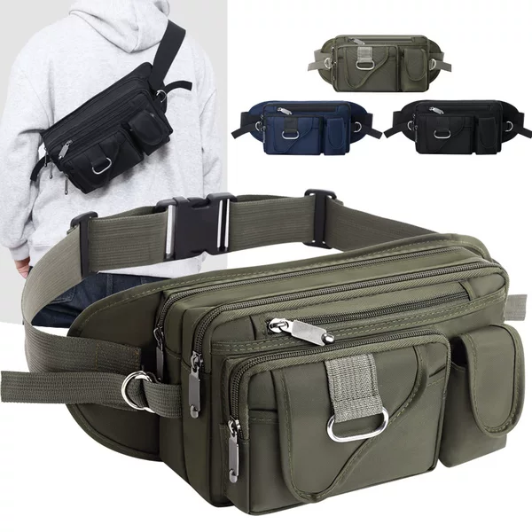Oxford Cloth Water-Repellent Waist Bag for Men, Outdoor Sports Large-Capacity Multi-Functional Shoulder Crossbody Bag, Versatile Chest Bag